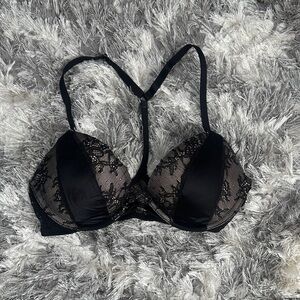 Victoria's Secret Black Lace Push-Up Bra with Racerback Detail